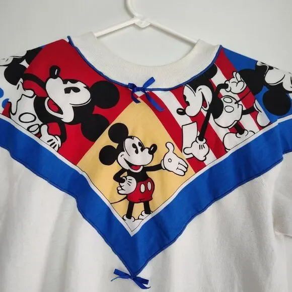 VTG Pannill Disney Mickey Mouse Pullover Sweatshirt Women XL White Graphic Print - Picture 3 of 8